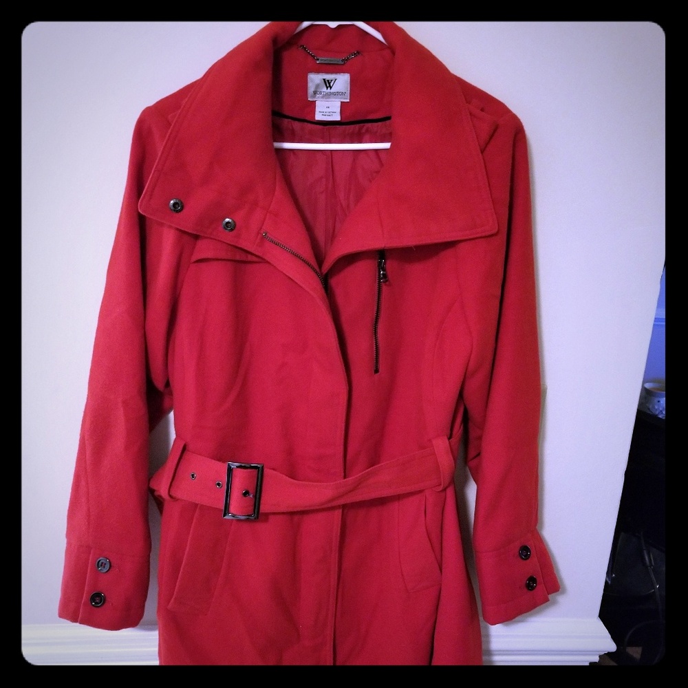 Ladies 1x Worthington long red pea coat